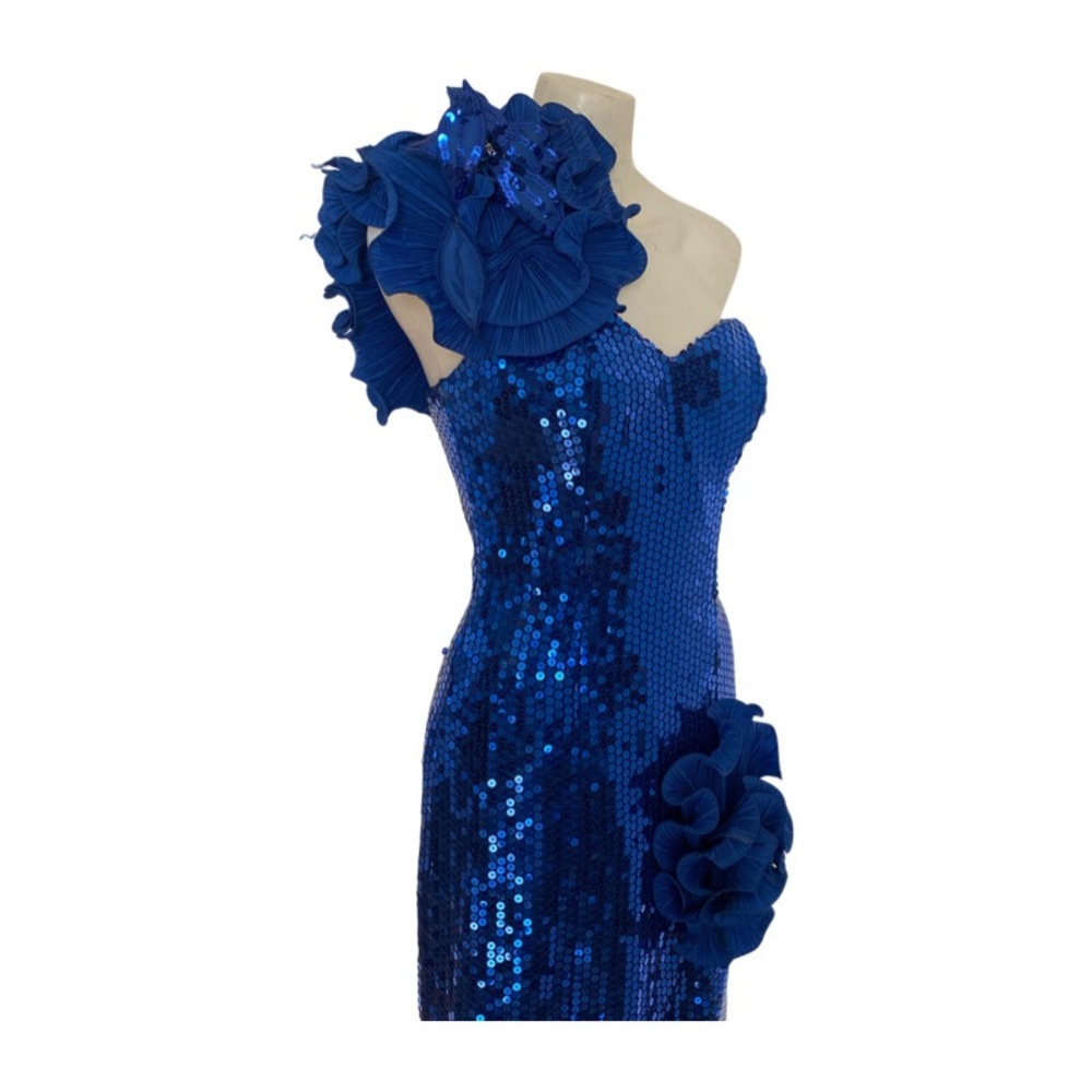 80’s 90s Vintage Sequin Prom dress origami sleeve prom dress, size XS / S 4